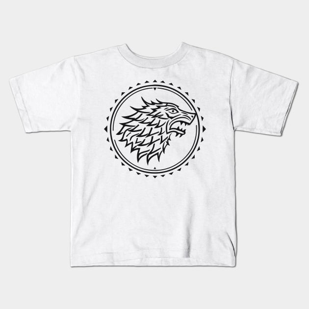 Wolf head symbol icon logo emblem Kids T-Shirt by Creative Art Store